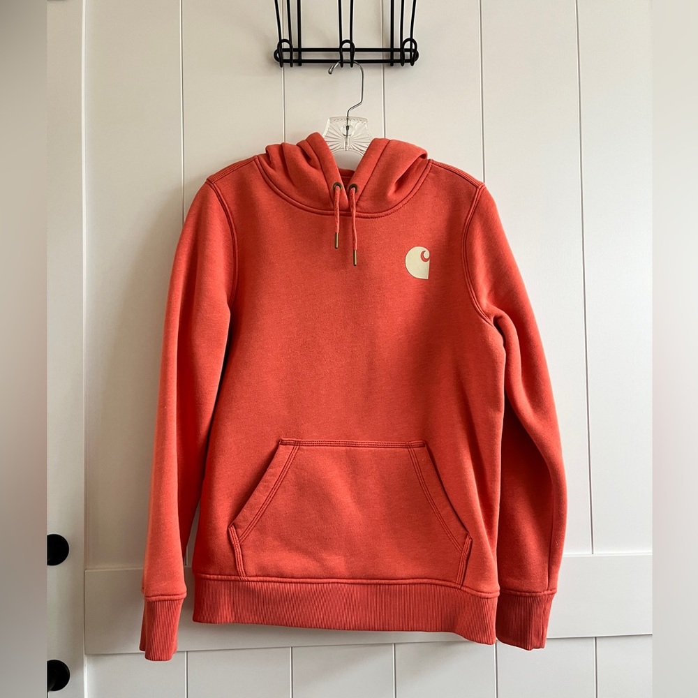 CARHARTT WOMEN'S RELAXED FIT MIDWEIGHT LOGO SLEEVE GRAPHIC HOODIE